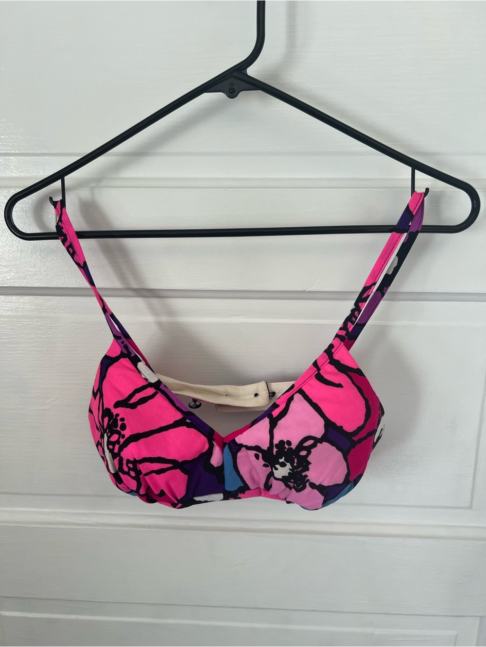 Floral Bikini Top with Adjustable Band & Straps
